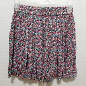 Aeropostale skirt Small floral print mini smocked elastic pull on waist colorful